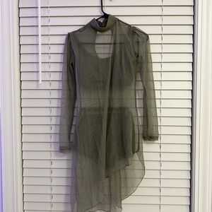 Custom Sheer Gray Dance Costume Overlay Dress Lyrical Contemporary